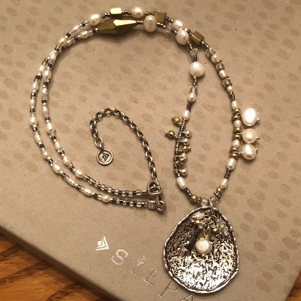 Silpada Sterling Silver, Pearl, Brass and Glass Down to Earth Necklace N3118